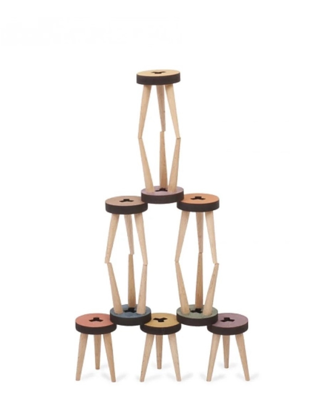 Mokuomo Los Taburetes: Wooden Stool Stacking Art Toy from Spain New MSRP $78 - Picture 11 of 14